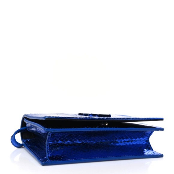 YSL crossbody Metallic Ayers Monogram Toy Kate Strap Wallet Blue Black - Picture 3 of 6